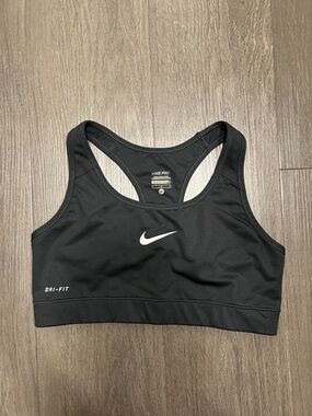 Nike Black Sports Bra with White Swoosh - Racerback Dri-FIT